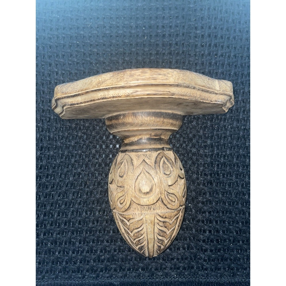 Vintage Hand‎ Carved Wood Wall Sconce Corbel Display Shelf 9"